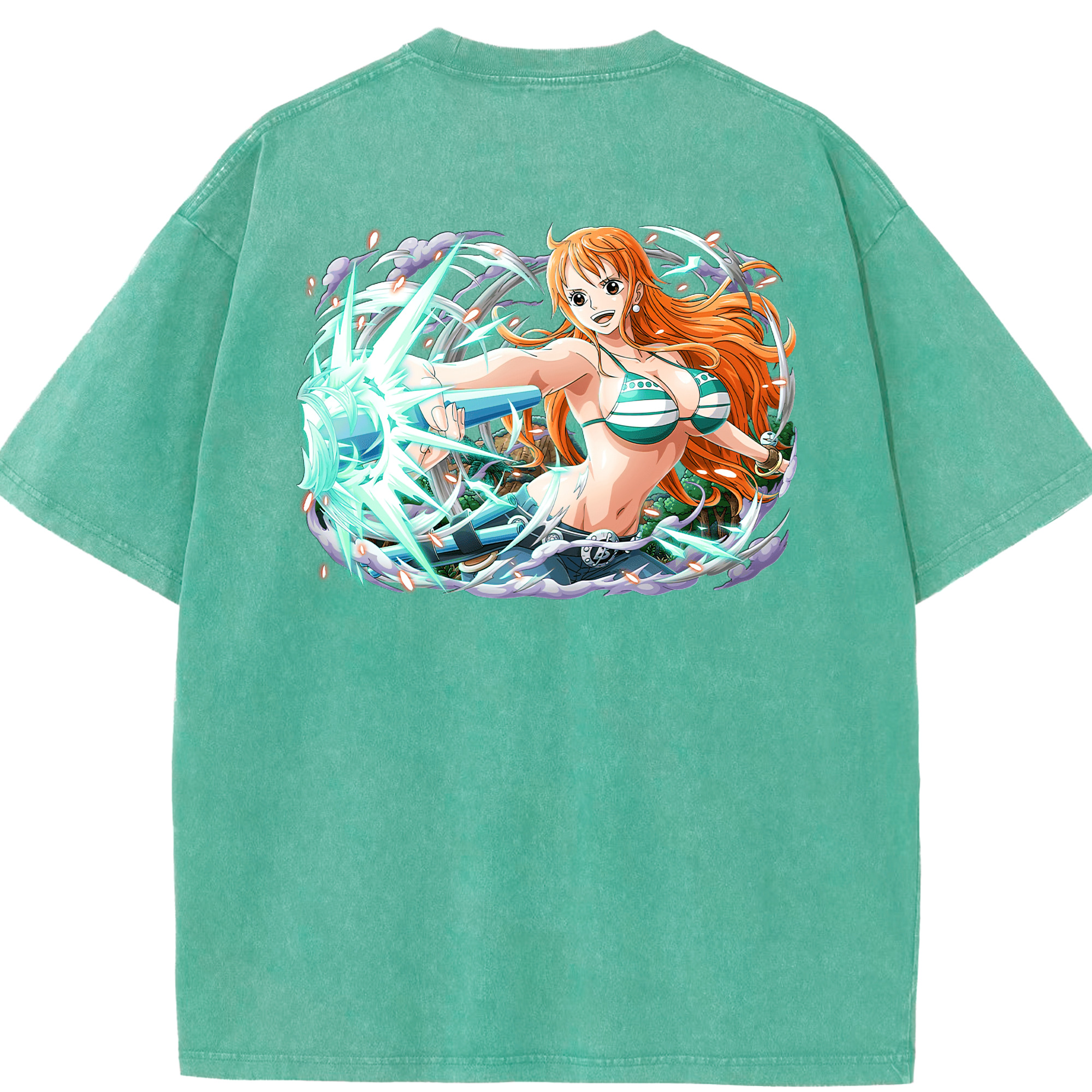 ワンピース ナミ ONE PIECE Nami 綿100% ヴィンテージ風 半袖Tシャツ（背面プリント）